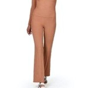 Rhodes Pant by Lett Knit Flare Loungewear Pant in Camel Like Skims